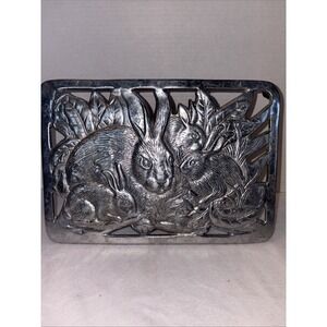 Arthur Court, ServingTray/Trivet, Rabbits Nesting Cast Aluminum Alloy